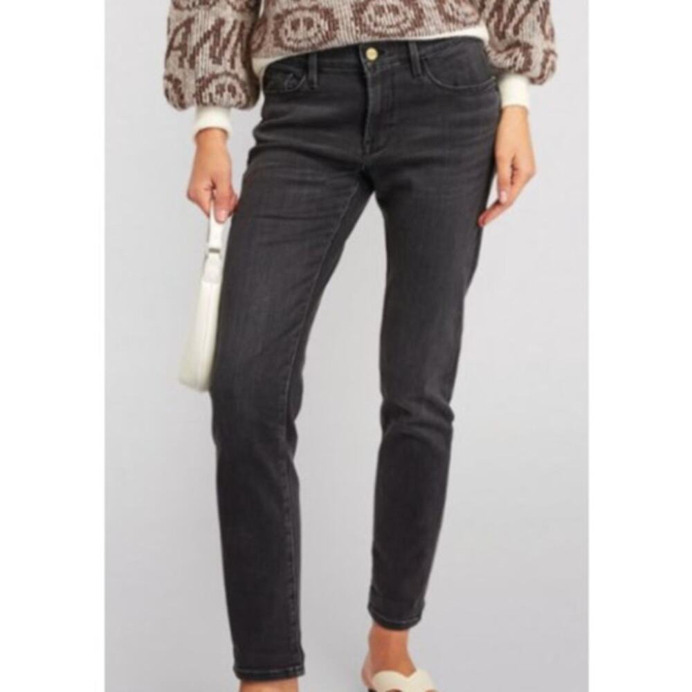 Frame La Garcon Straight Leg Gray Faded Black Ankle Straight Leg Jeans ~ Sz 28